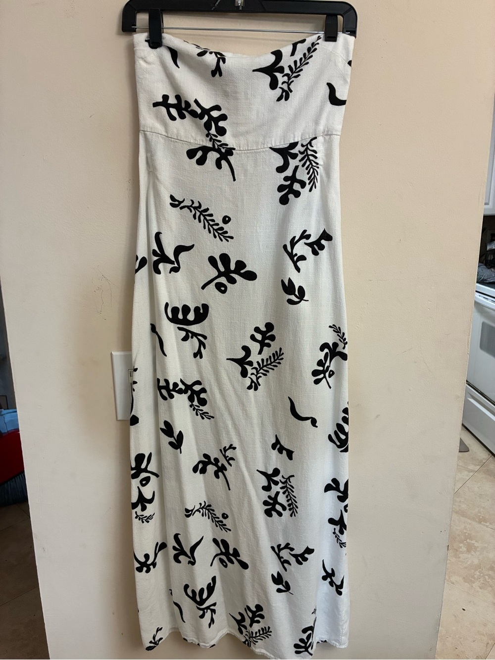 Paper Heart White Black Floral Strapless Maxi Dress Size S Boho